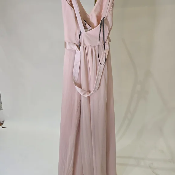 Vera Wang White Davids Bridal 20 Long Blush Dusty Rose Chiffon Dress Cross Back - Picture 8 of 15